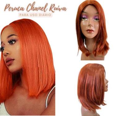 Imagem de Peruca Curta Corte Moderno Ruiva Sem franja Fibra Orgânica - BHAIR