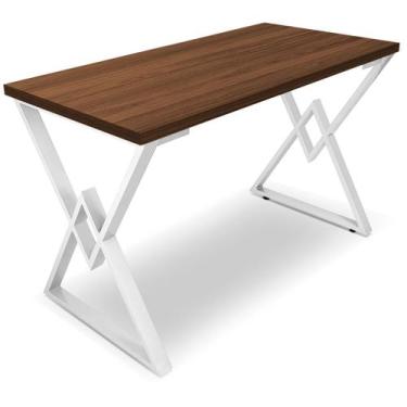 Imagem de Mesa P/ Escritório Jantar Gamer Ouro 1,00x0,60 Em Aço Tampo Em Madeira