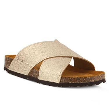 Imagem de Spring Step Sandália rasteira feminina Jacintala, Dourado, 35 M EU (US 5 US)