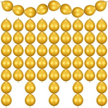 Imagem de Balões de cauda de agulha, 80 peças, balões de elos de látex, balões de cauda de agulha para festa de aniversário, casamento, aniversário, formatura, decoração de festa em arco (ouro, 25,4 cm)