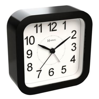 Imagem de Relógio Despertador Quartz Herweg 2644 Silencioso, Luz, Preto Fosco