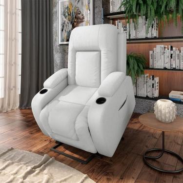 Imagem de Poltrona Do Papai Reclinável Sala De Cinema Crihs Elétrica Lift Elevação Pu Branco G23 - Gran Belo