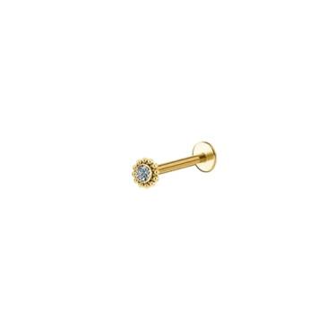 Imagem de Piercing Mini Labret Petit Fleur com Cristal Swarovski Aço PVD Gold 8mm