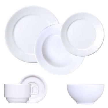 Imagem de Aparelho Jantar Chá 24 Peças C/ Bowl Bar Hotel Porcelana Germer 4 Pess