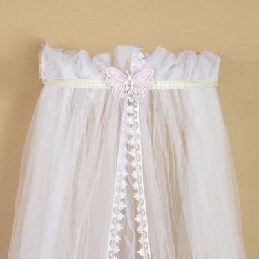 Imagem de Dossel Parede Borboleta com Perola Bege Mosquiteiro Berço - Amora Casa