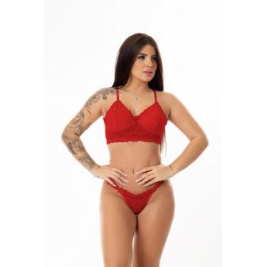 Imagem de Conjunto de Sutiã Com Aro Renda e Calcinha Sexy Elegante Lingerie Sens