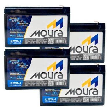 Imagem de Kit 04 Baterias Moura Selada Vrla 12V 7Ah Estacionaria 12Mva-7