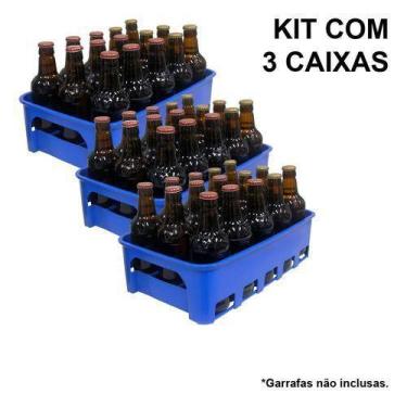 Imagem de Kit 3 Caixas Engradado Cerveja 300ml P/ 15 Garrafas  (não acompanha ga