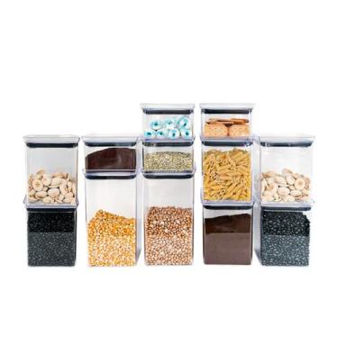 Imagem de Kit 12 Pote Hermético Quadrado Para Alimentos Acrílico Resistente Disp