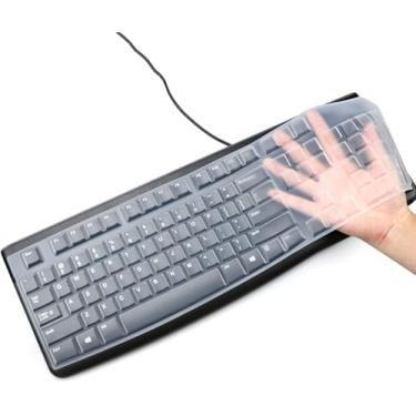 Imagem de Capa de silicone para teclado Logitech K120 e MK120 ergonômico desktop USB com fio película protetora ultrafina (semitransparente)