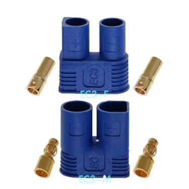 Imagem de 5 Conjuntos De Plugue Banana, EC3, Aeromodelismo, Cabo, Soldagem, 25A, Concha Azul, Terminais Banhados A Ouro De Latão, UL94VO, PA。EC3-F/M