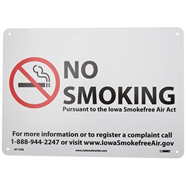Imagem de NMC M716RB Placa No Smoking, Legend "NO Smoking" com gráfico, 35,5 cm de comprimento x 25,4 cm de altura, plástico de poliestireno rígido, vermelho/preto no branco