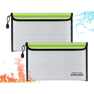 Imagem de 28 x 17 cm, 2 peças, bolsa de documentos à prova de fogo, casa, escritório, viagem, à prova de fogo, bolsa de armazenamento seguro para documentos, dinheiro, objetos de valor, joias, passaporte,