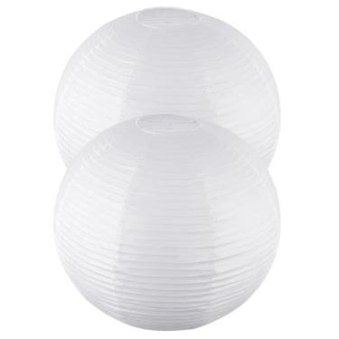 Imagem de Pacote com 2 lanternas de papel redondas brancas, lâmpada grande de 50 cm, abajur pendente de papel chinês/japonês para decoração de festa, casamento, abajur de teto de papel para decoração de casa