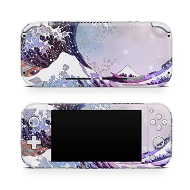 Imagem de Tacky Design Kanagawa Wave Decal Skin Compatible with Nintendo Switch Lite Skin Wrap, Watercolor Purple Color Skin for Nintendo Switch Lite Cover, Premium Vinyl 3M Full Wrap Decal.