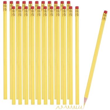 Imagem de PATIKIL Lápis de cor apagáveis, 24 peças de lápis de cor a óleo com borrachas hexagonais, haste hexagonal, lápis de cor de madeira para testes, marcação de classificação, pintura artística, amarelo