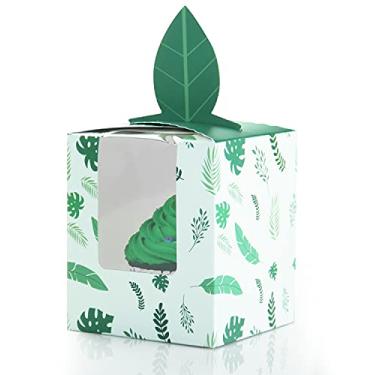 Imagem de Yotruth Caixas de cupcake com 50 unidades, embalagem única verde de padaria com janela transparente para exibição, 9,5 x 11,4 x 9,5 cm Recipientes descartáveis para viagem