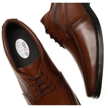 Imagem de Sapato Masculino Social  De Couro Com Cadarço - BR 2, Marrom, 40