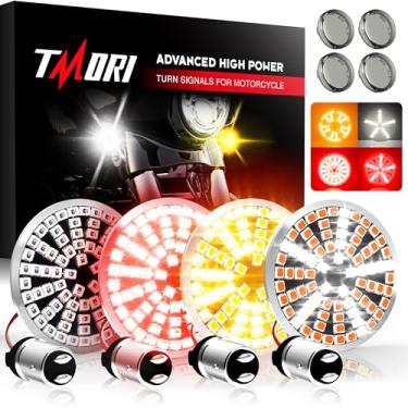 Imagem de Luzes de seta de LED 2024 para motocicleta 1157 lâmpadas de 5 cm pisca-pisca frontal traseira com 4 lentes fumê capa adequada para Harley
