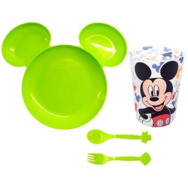 Imagem de Kit Pratinho infantil com Divisórias e Copo do Mickey - Cim Toys
