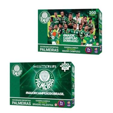 Imagem de Kit c/ 2 QuebraCabeças Puzzle Coleção Futebol Palmeiras 200 Peças Mimo