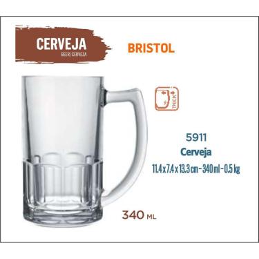 Imagem de Par Canecas De Vidro Bristol 340Ml - Chope Cerveja