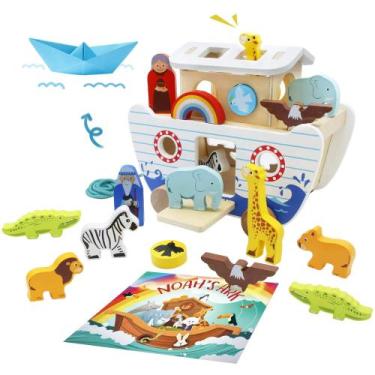 Imagem de Conjunto de brinquedos de madeira bpmfkid Noah's Ark com brinquedos ed