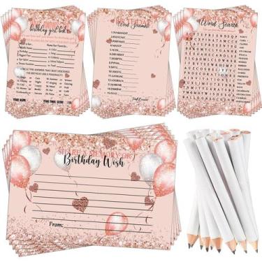 Imagem de Party Games Fumete Birthday 100 cartões com 20 lápis para meninas