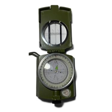 Imagem de Bússola Profissional Tática Metal Alta Precisão Verde Militar c/Marcadores Nv e Nmg Setas Fluorescentes