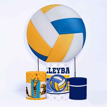 Imagem de Kit Painel de Festa Redondo de 1,50m e Trio de Cilindros Vôlei - Fera Print