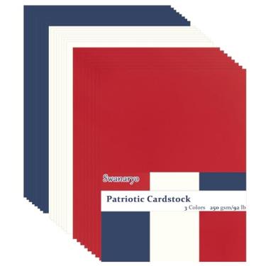Imagem de 100 folhas de cartolina colorida patriótica, 21 x 27 cm, papel cartonado de cor azul vermelho americano 42 kg/250 g/m² para 4 de julho, saudações e convites do Dia do Trabalho, artes e artesanato
