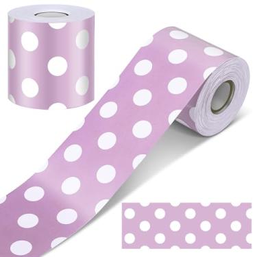 Imagem de Resurhang Bordas de quadro de avisos de bolinhas de 1,8 m decoração de borda de sala de aula decorativa para quadro negro enrolado reto para decoração escolar (roxo claro)
