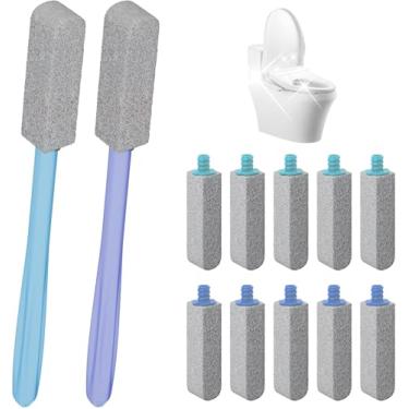 Imagem de Limpador de vaso sanitário de pedra-pomes, pedra-pomes com cabo longo de 29 cm para banheiro, banheiras, churrasqueiras, piscinas, limpeza de pias (pacote com 10)