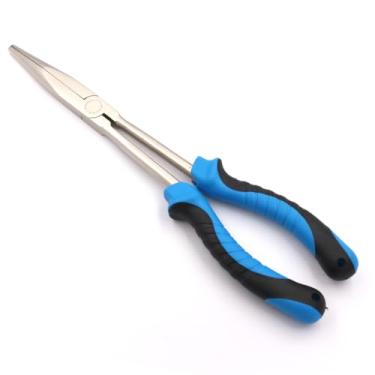 Imagem de CRAZY SHARK Alicate de pesca de nariz longo, ferramentas de remoção de anzol, 28 cm (NiFe-azul preto)