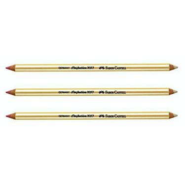 Imagem de Faber-Castell Lápis de borracha – Lápis de borracha de arte Perfection para desenho, materiais artísticos, função dupla para apagar tinta e lápis de cor – Pacote com 3