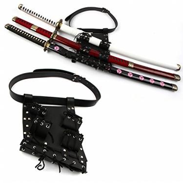 Imagem de (Waistband for Three Sword) - Sword Bag Sword Carry Case Back Strap Waistband for Ninja Hero Cosplay Anime Costume