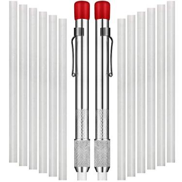 Imagem de Mudder 2 porta-lápis de pedra-sabão, redondo, lápis de giz com 12 refis para ferramentas de soldagem e marcadores, marcações removíveis em metal, alumínio e fundido