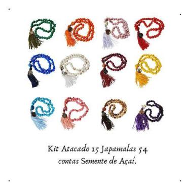 Imagem de Kit 15 Japamalas 54 Contas Semente De Açaí - Paz Interior Store, Azul