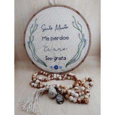 Imagem de Kit Ho'Oponopono bordado livre + Japamala - Paz Interior Store, Bastid