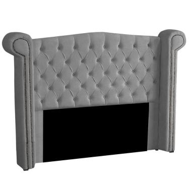 Imagem de Cabeceira Casal Queen Size Estofada Para Cama Box Ayla Veludo Cor Cinza Claro