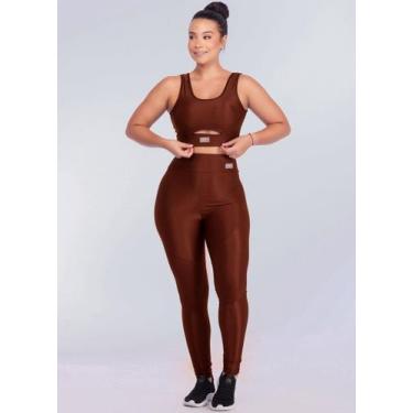 Imagem de Conjunto Esportivo Feminino Tecido Leve Canelado e Brilho Grosso Não M