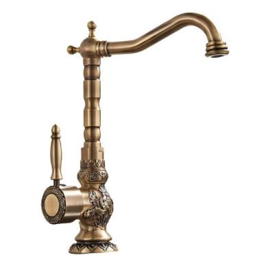 Imagem de Torneira Banheiro Pia Monocomando Design Retro Bronze Lavabo Vintage A