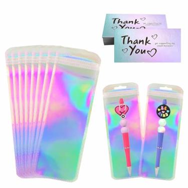 Imagem de 100 sacos de embalagem resseláveis para pequenas empresas, sacos de armazenamento holográficos à prova de cheiros ziplock para lembrancinhas de festa, armazenamento de alimentos, biscoitos, amostras