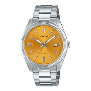 Imagem de Casio Relógio com mostrador amarelo MTP1302PD-9AV, preto, Preto, Moderno