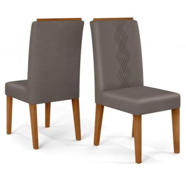 Imagem de Kit 2 Cadeiras De Jantar Estofadas Yasmin Veludo Lunar Freijo Dj Movei