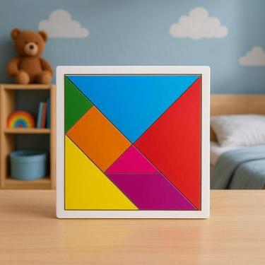 Imagem de Tangram Quebra Cabeça Brinquedo Educativo Puzzle 17 Cm Mdf - eloplay
