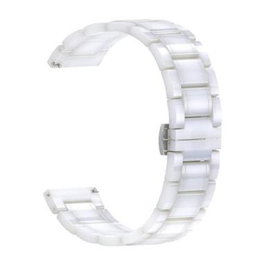 Imagem de Pulseira de relógio de cerâmica Pwkutn de 20 mm com fivela de borboleta lisa para Samsung Gear S2 Classic/Frontier Garmin Vivoactive3, 22mm, 5BeadsWhite