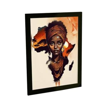 Imagem de Quadro Decorativo Mulher África Ilustração Montagem Marrom Decoração Poster Quarto Sala