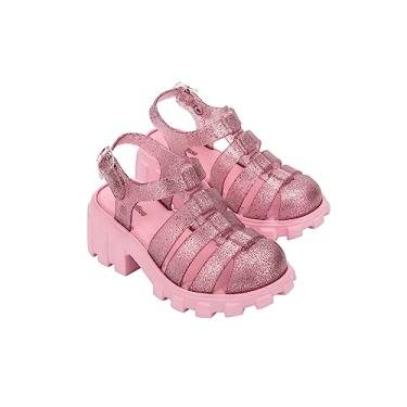 Imagem de mini melissa Sandália de salto Megan (criança pequena) para meninas, Rosa/Rosa brilhante, 3 Little Kid