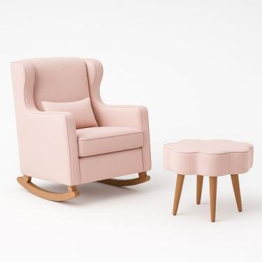 Imagem de Poltrona de Amamentação e Balanço com Puff em LInho Confortável - Diva